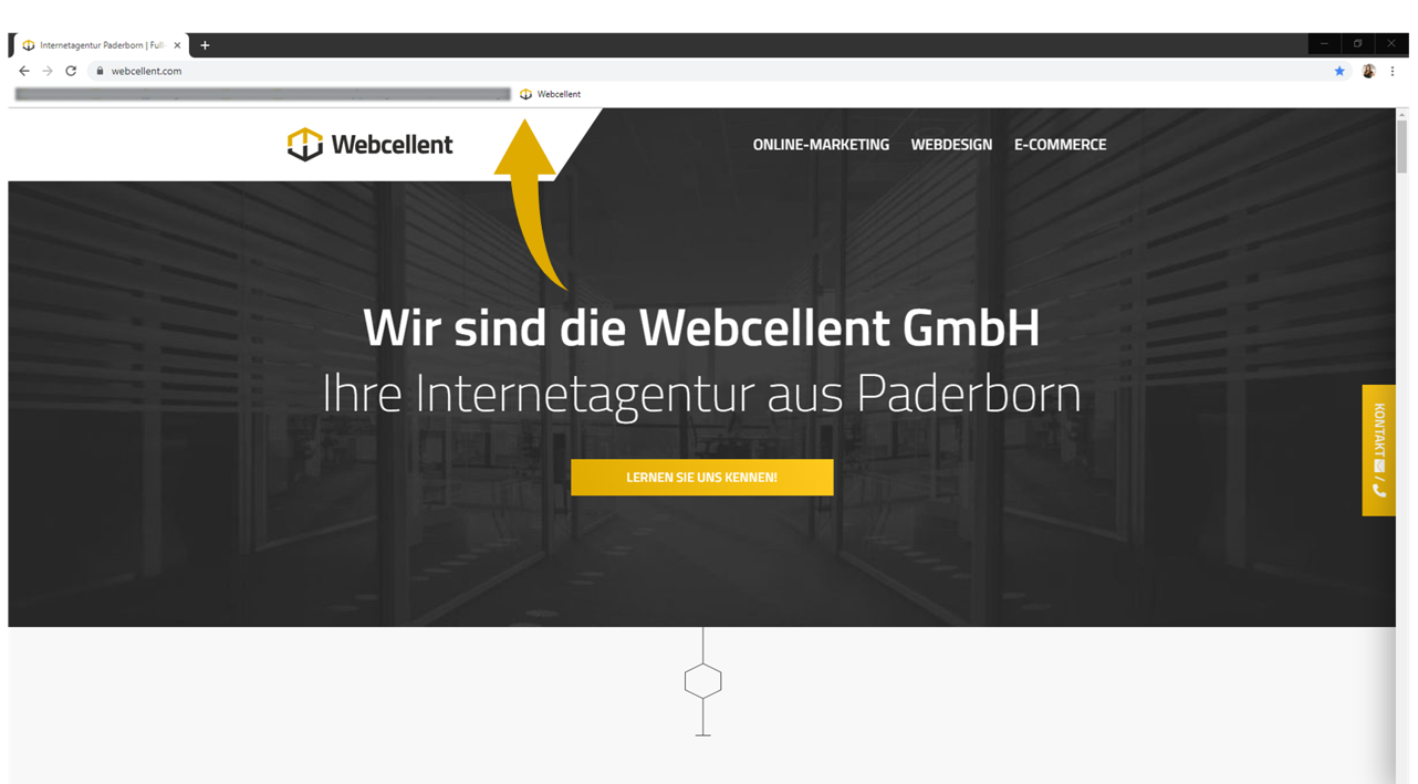 Das Flat Design Logo der Webcellent ist als Favicon noch klar erkennbar