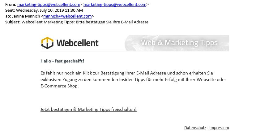 Newsletter Double-Opt-In E-Mail Beispiel