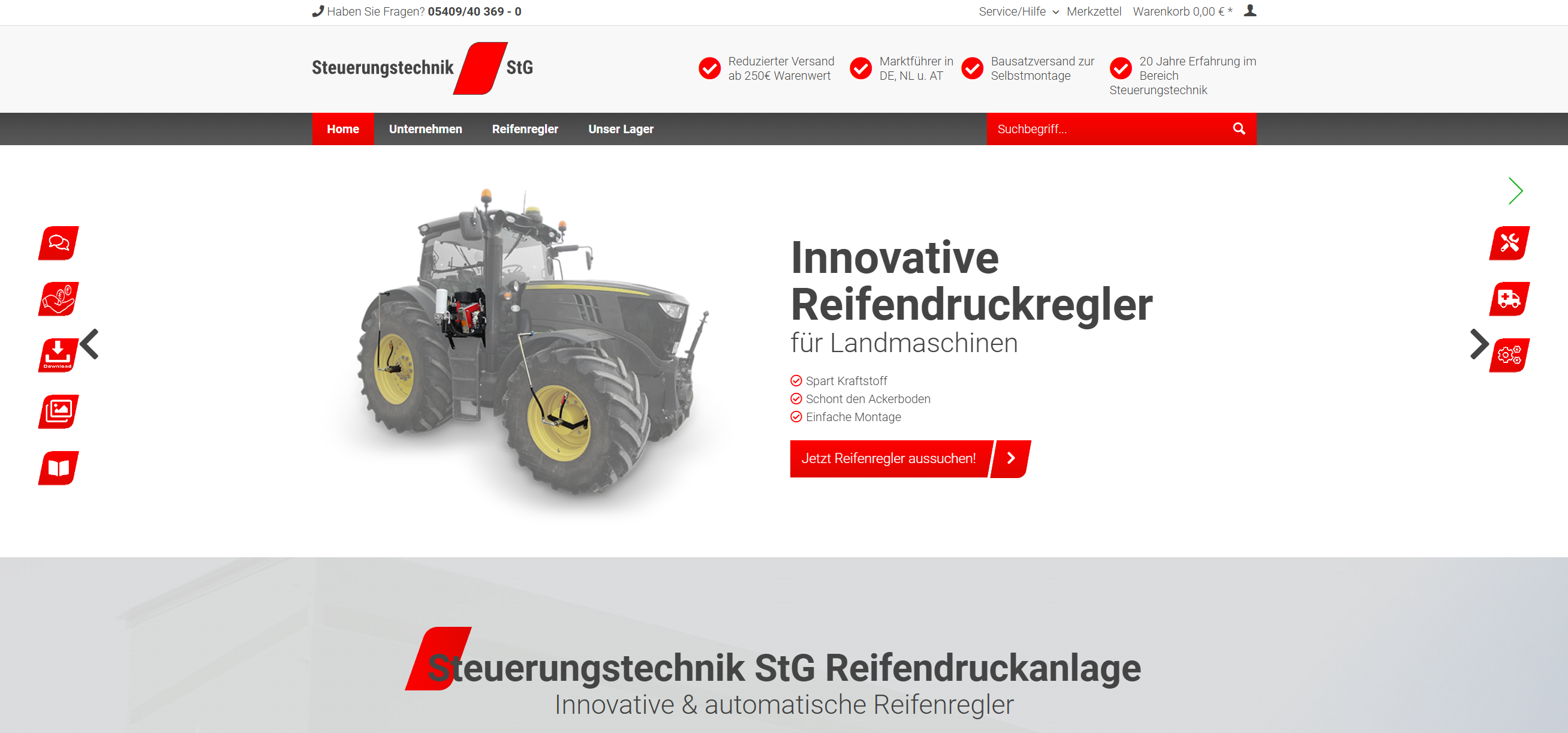 Startseite des migrierten STG-Shops